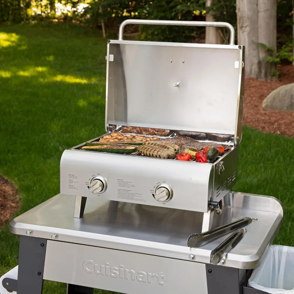 Chef's Style Portable Propane Tabletop BBQ Grill, 2 Burners, Stainless Steel