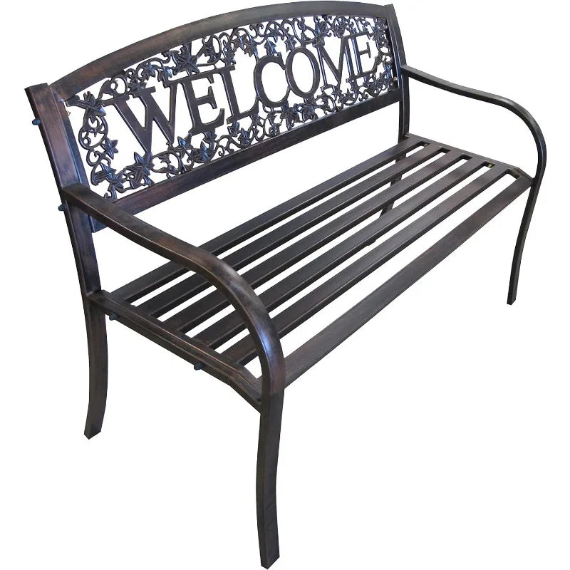 Leigh Country TX94101 Metal Welcome Outdoor Bench