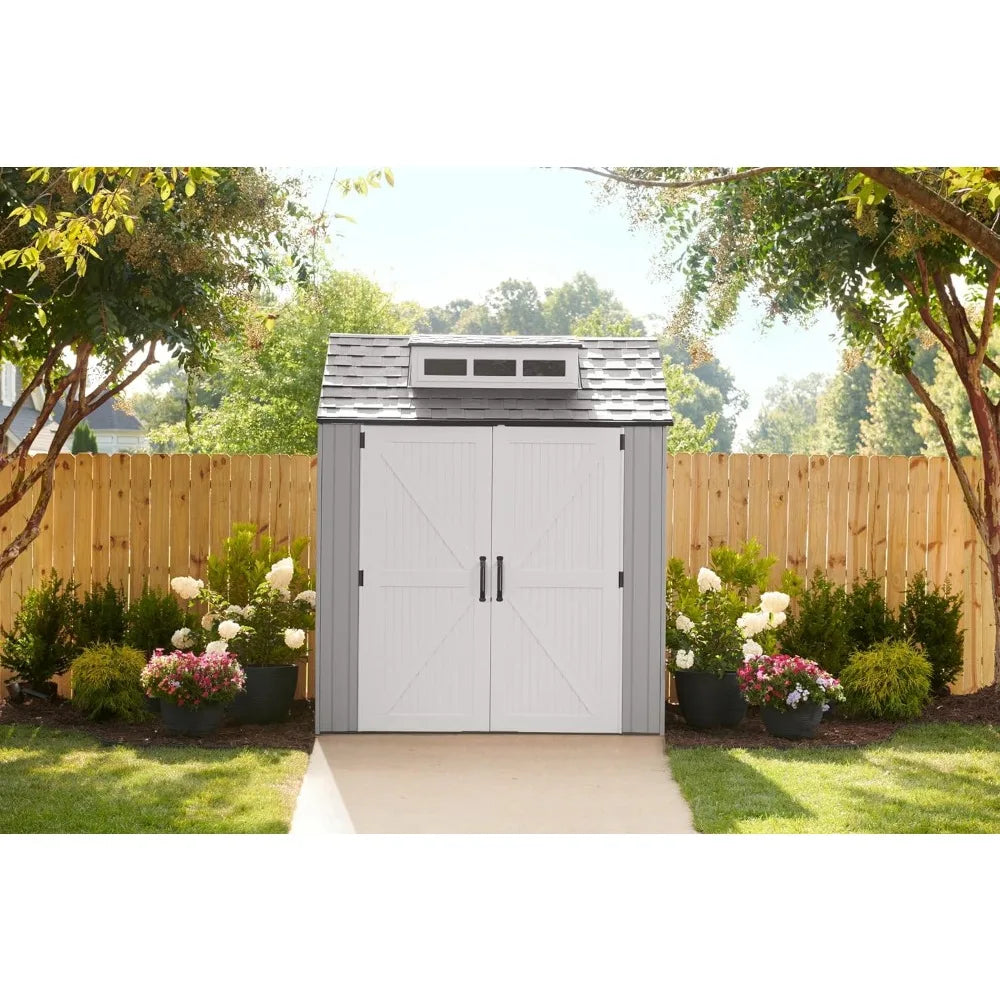 7 x 7 Ft Resin Outdoor Storage Shed w/ Floor, Weather Resistant, Organization for All of Your Needs