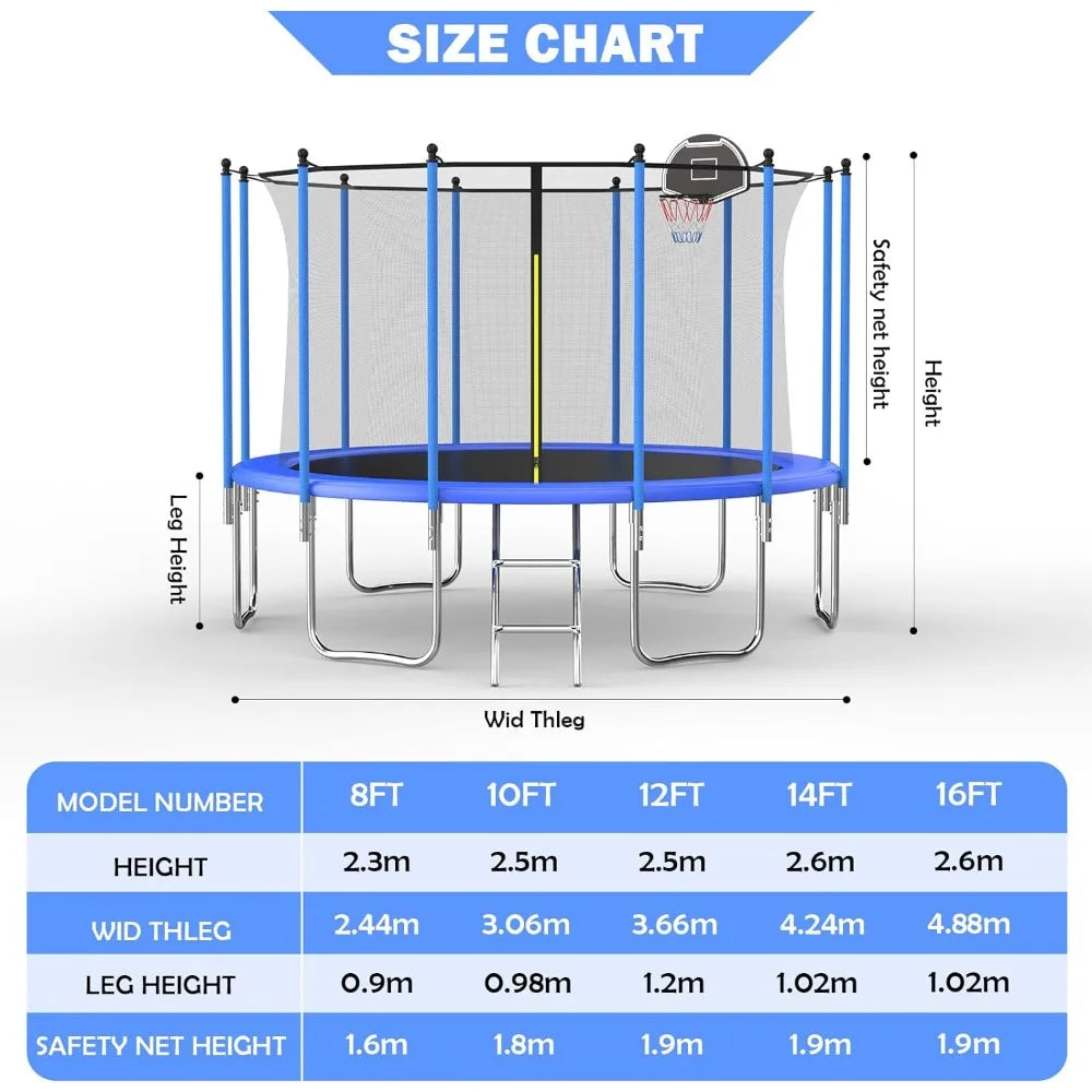 12FT Kids Trampoline with Enclosure Net: ASTM Approved, Outdoor Recreational Fun