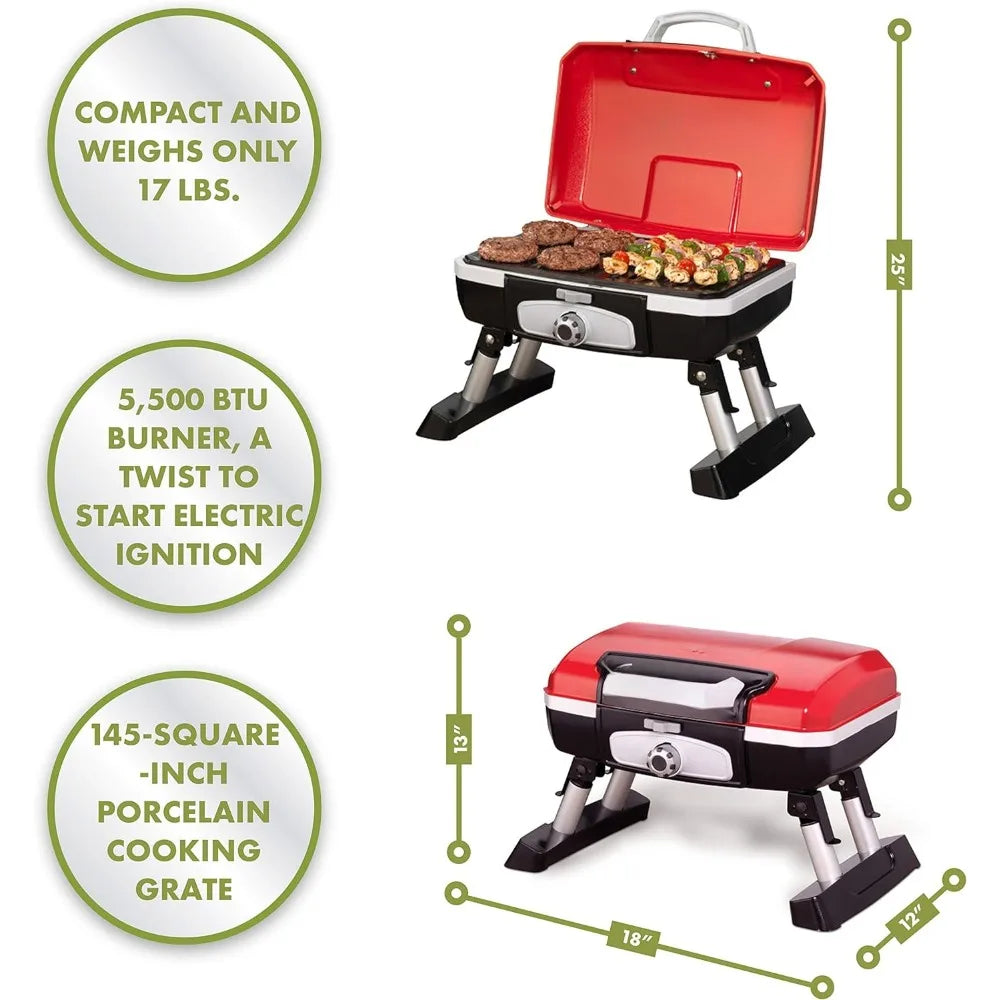 Portable Tabletop Propane Gas Grill, 17.6 x 18.6 x 11.8-Inch