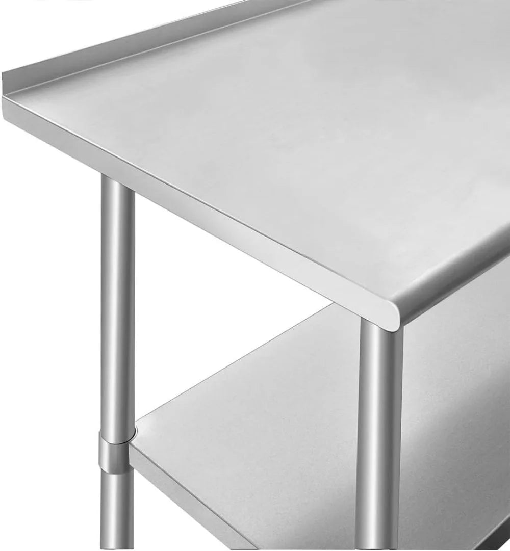 ROCKPOINT Stainless Steel Table for Prep & Work with Backsplash 48x24 Inches