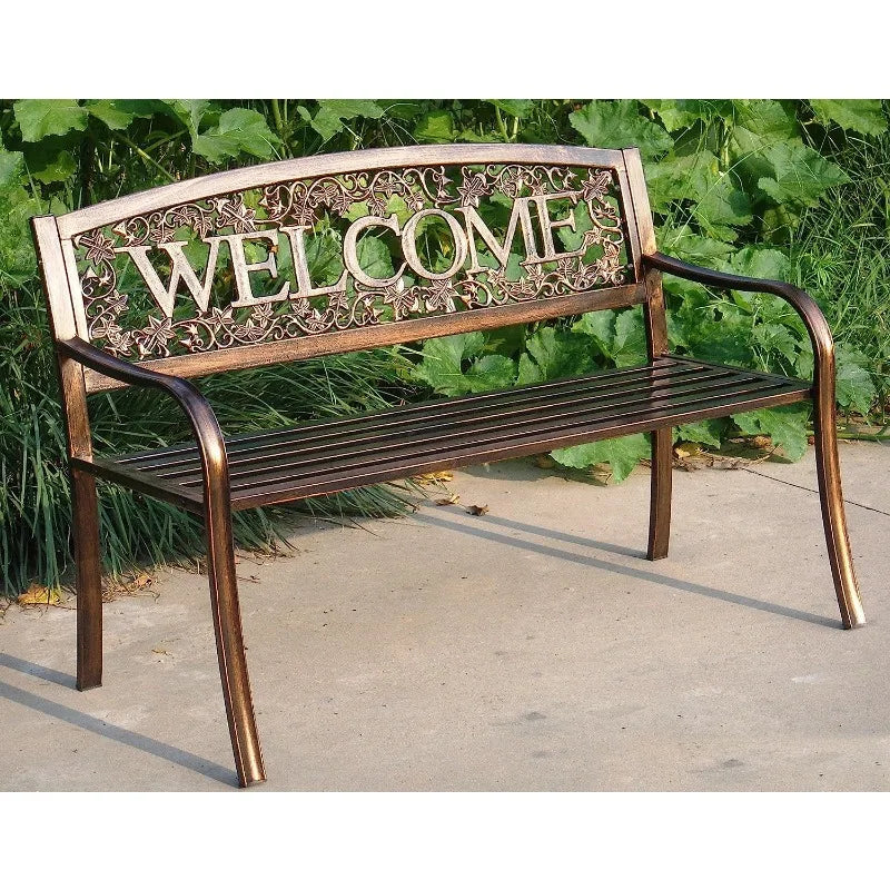 Leigh Country TX94101 Metal Welcome Outdoor Bench