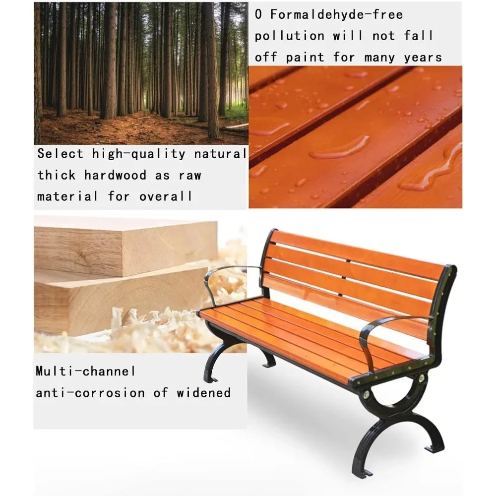 Porch Outside Benches Cast Aluminum Preservative Wood 67IN(170CM)