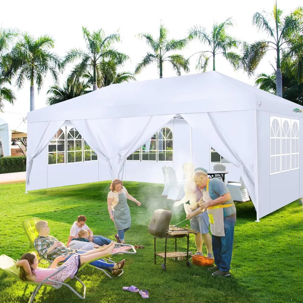 10x20 Pop-Up Canopy with 6 Removable Sidewalls - Ideal Outdoor Shelter for Parties, Weddings