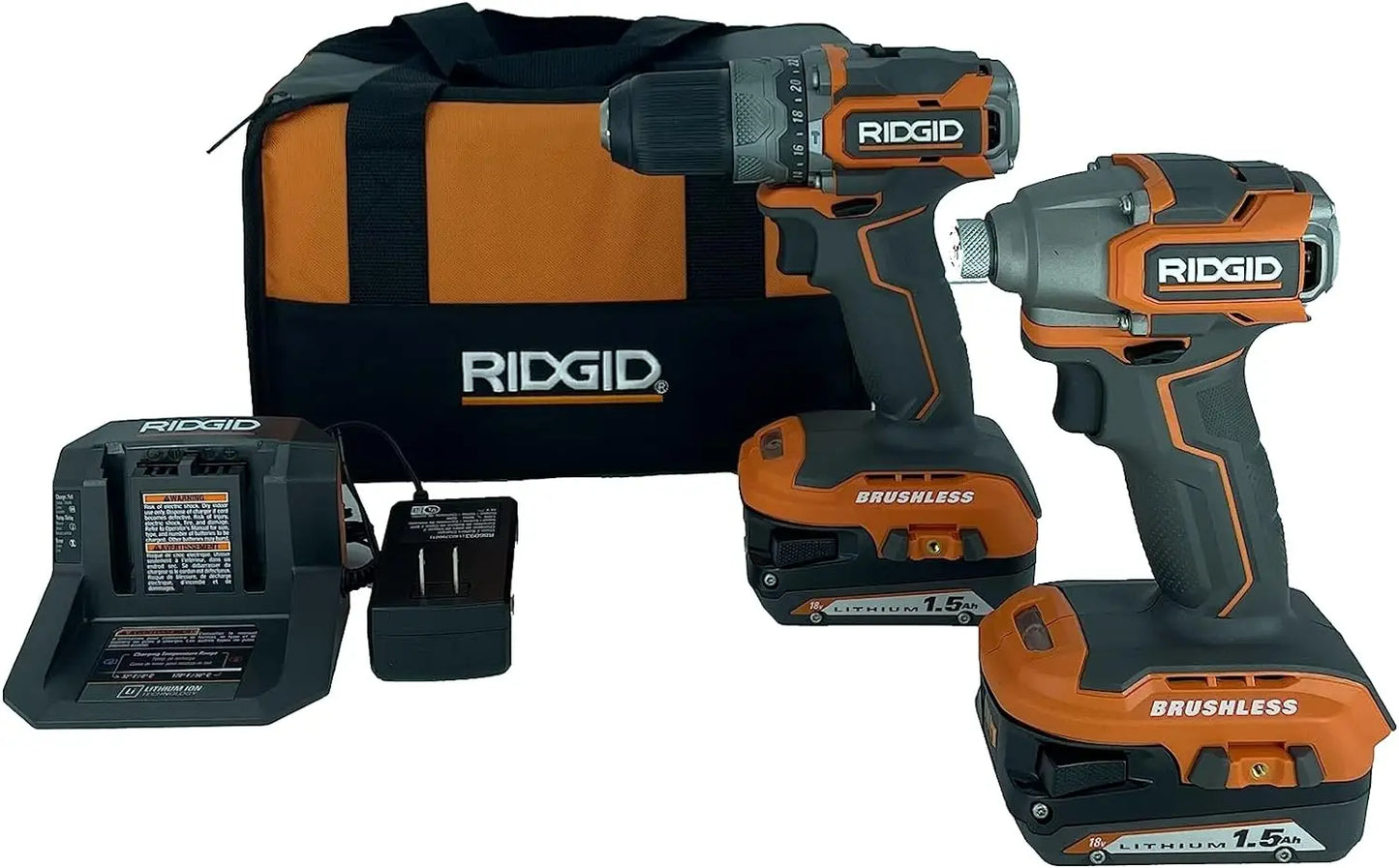 RIDGID 18V Brushless Sub-Compact Cordless 1/2-inch Hammer Drill and Impact Driver Combo Kit