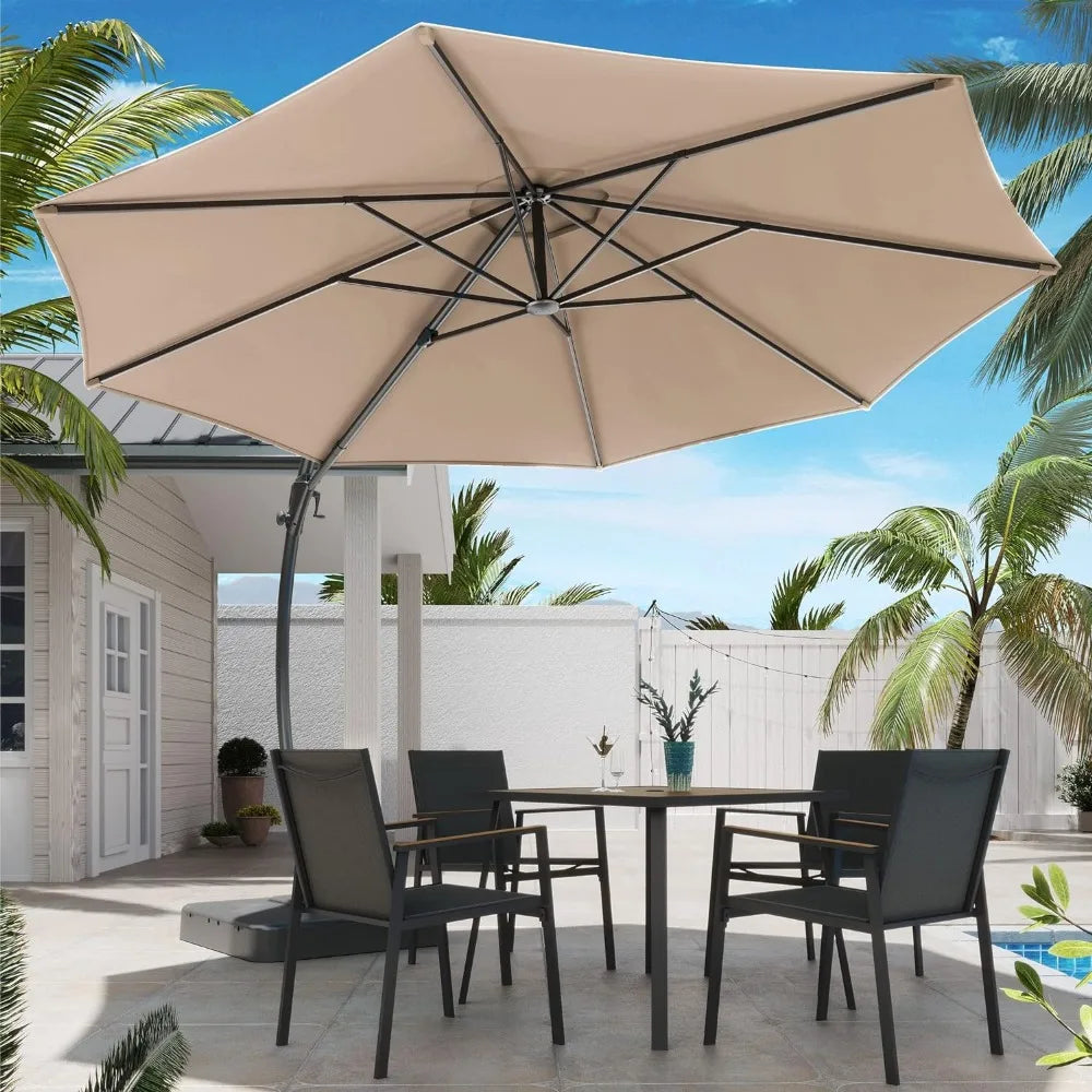 Curvy Cantilever Patio Umbrella: 360° Rotation, Base Included, Outdoor Hanging Umbrella