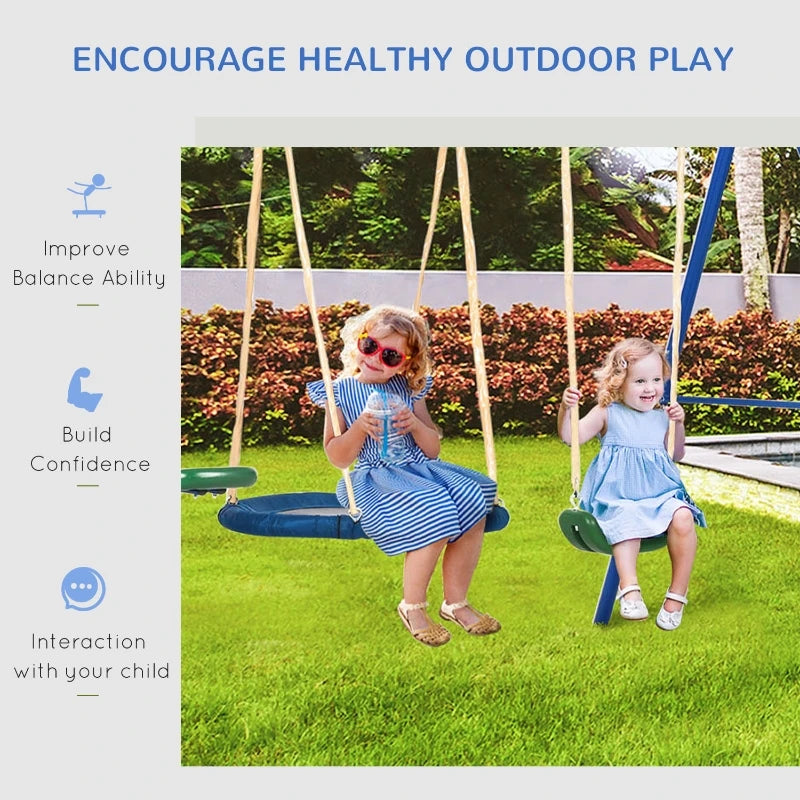 Metal Swing Set for Kids Outdoor, Heavy Duty Frame with Double Swings,  for Backyard Playground.