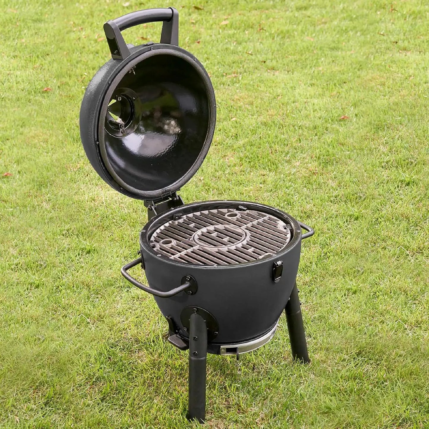 AKORN® Jr. Portable Kamado Charcoal Grill: Cast Iron Grates, Locking Lid, 155 Sq In Cooking