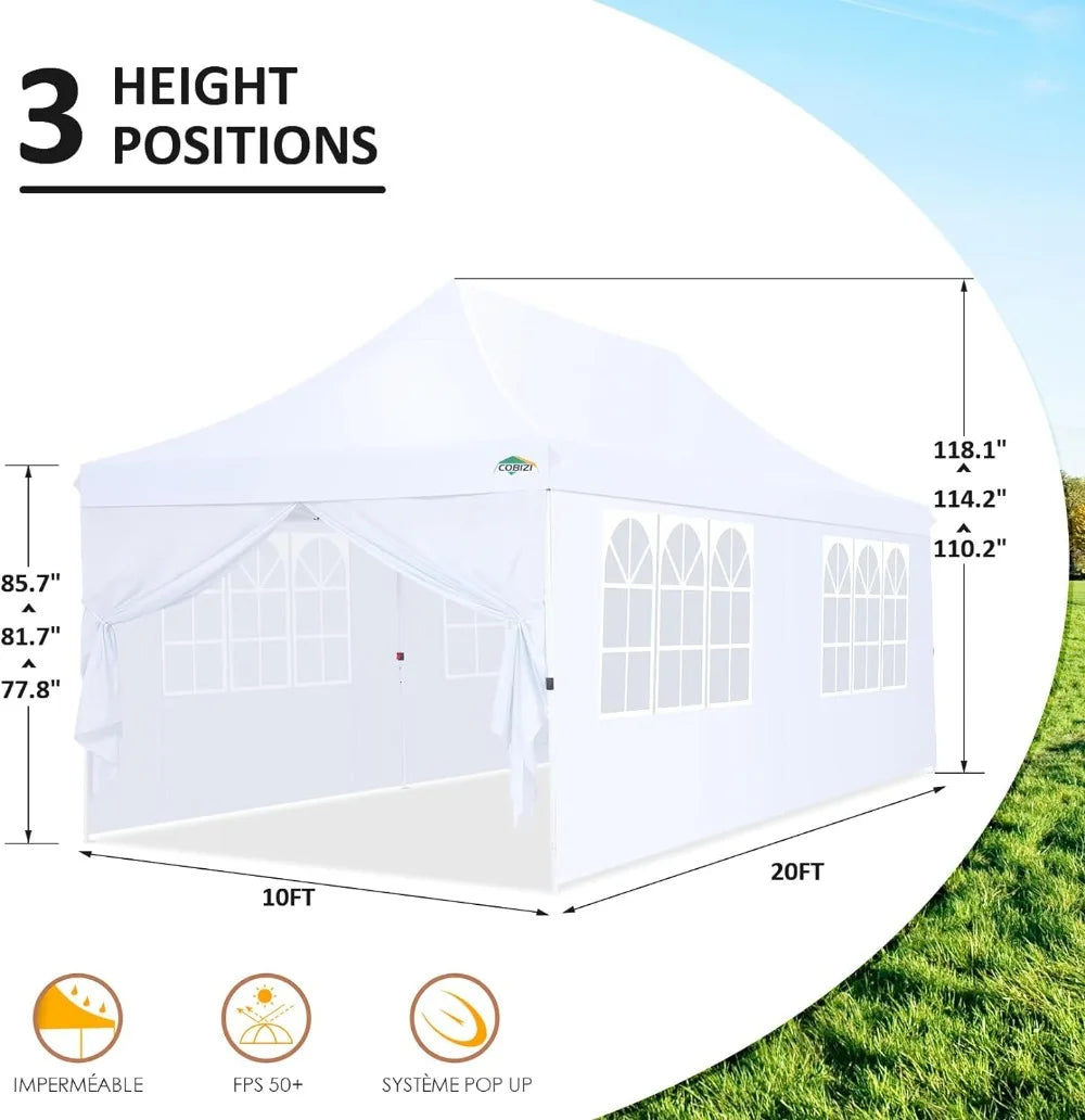 10x20 Pop-Up Canopy with 6 Removable Sidewalls - Ideal Outdoor Shelter for Parties, Weddings