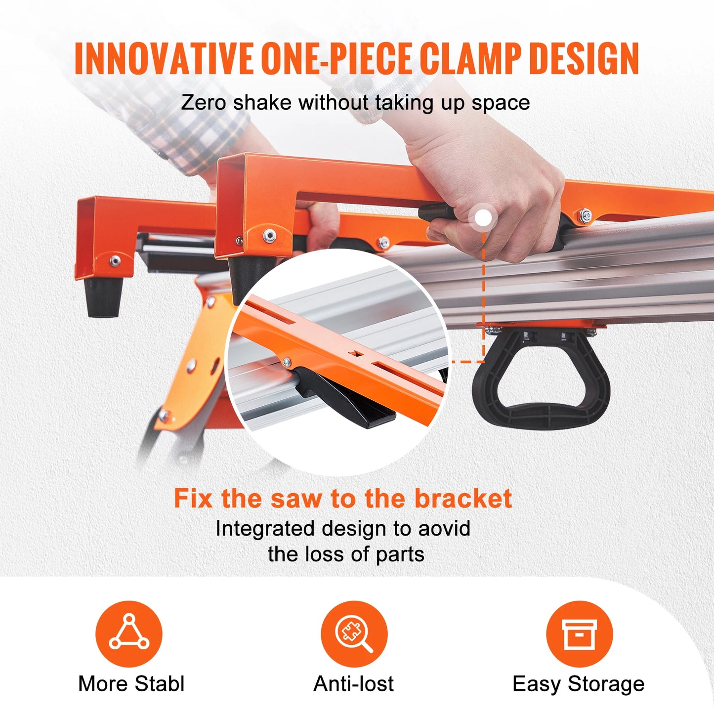 VEVOR 100in Collapsible Miter Saw Stand w/ One-piece Mounting Brackets Sliding Rail 500lbs Load - Link Logical Mall