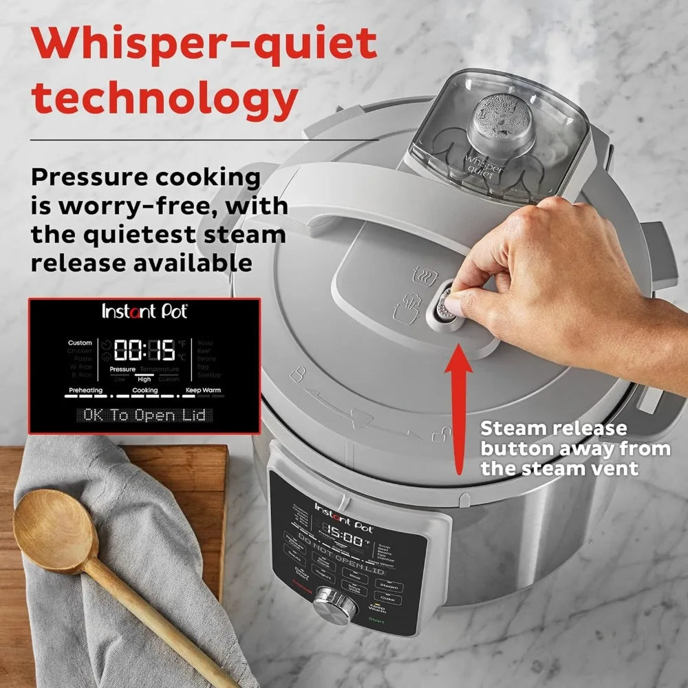 Pot Duo Plus 8-Quart: Whisper Quiet 9-in-1 Electric Pressure Cooker w/ Multiple Functions