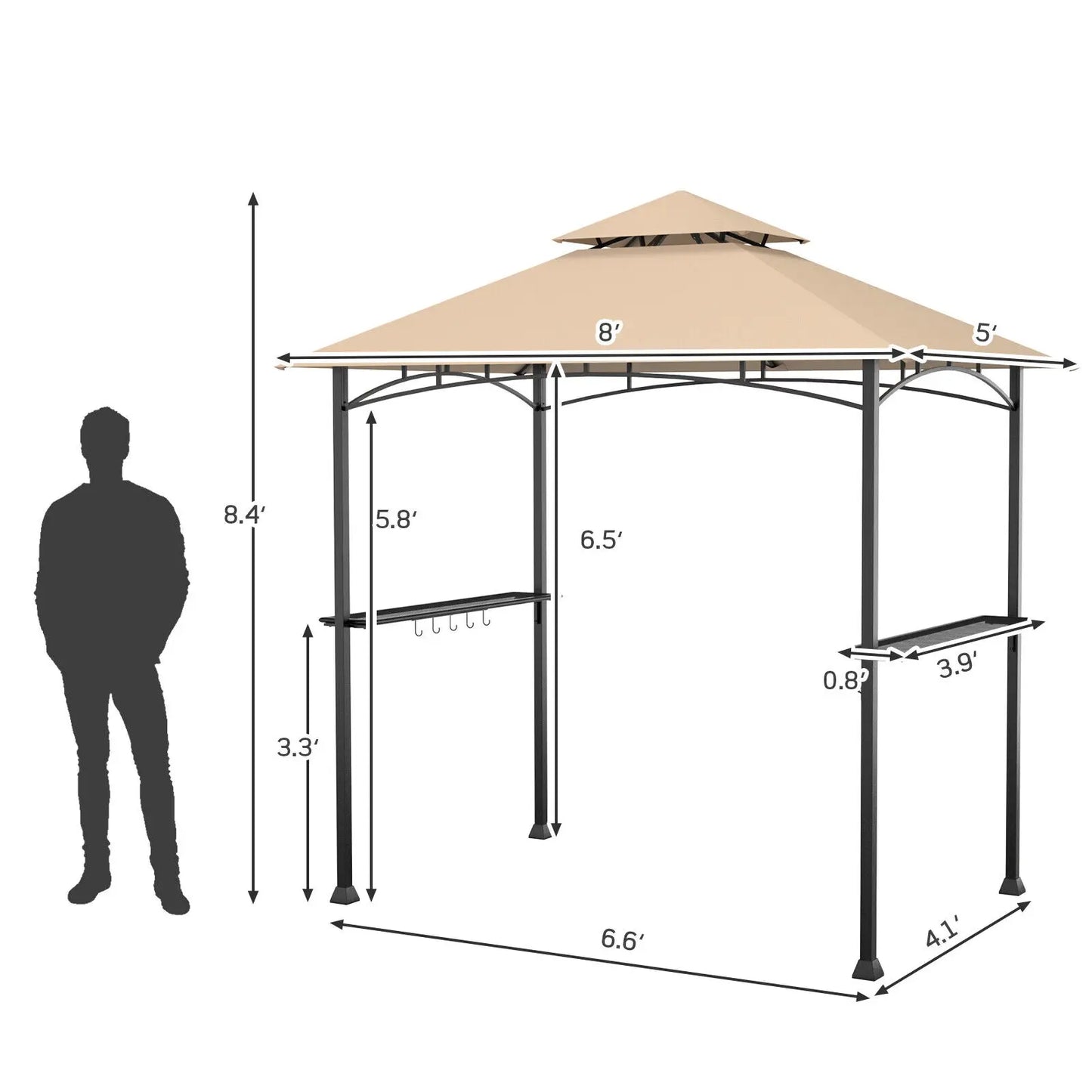 Ultimate BBQ Haven: Patiojoy 8'X5' Outdoor Grill Gazebo - Shelter with Air Vent,