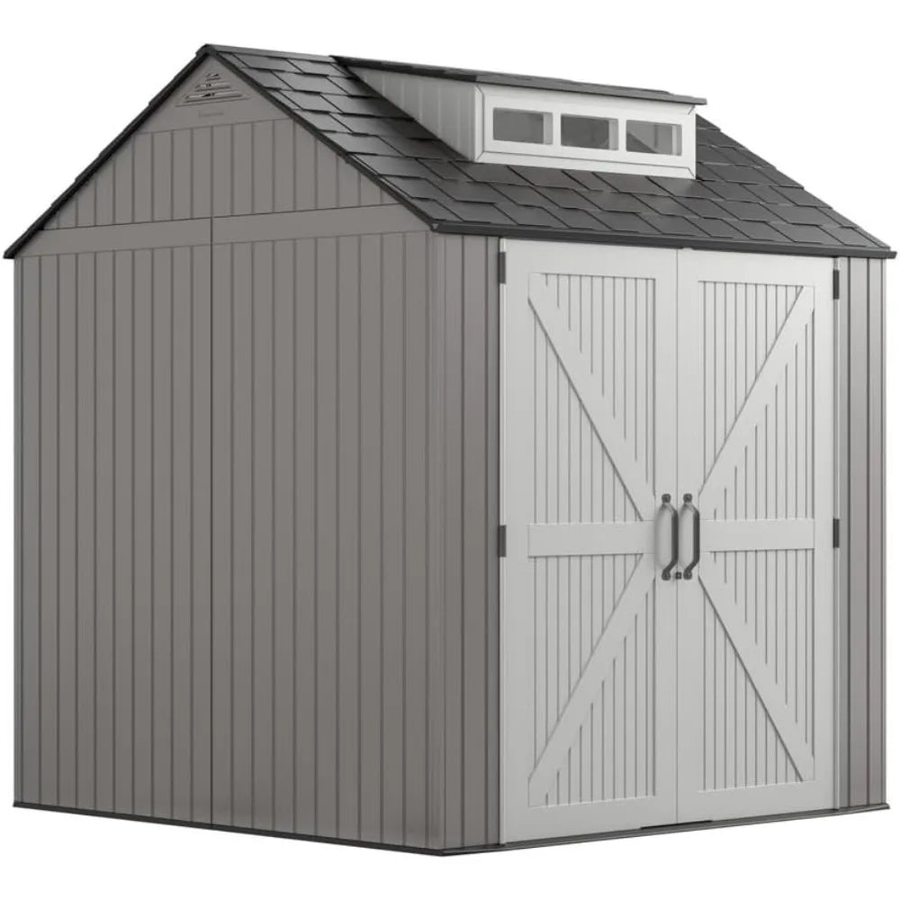 7 x 7 Ft Resin Outdoor Storage Shed w/ Floor, Weather Resistant, Organization for All of Your Needs