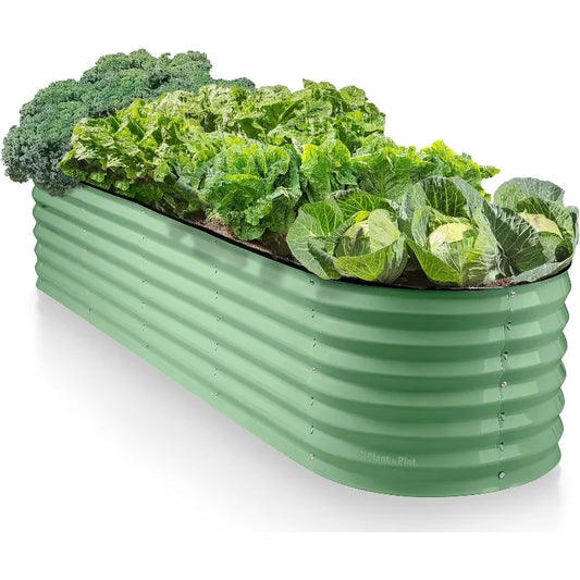 Modular 8x2 ft Galvanized Steel Raised Garden Bed - 9-in-1 Planter for Vegetables and Flowers