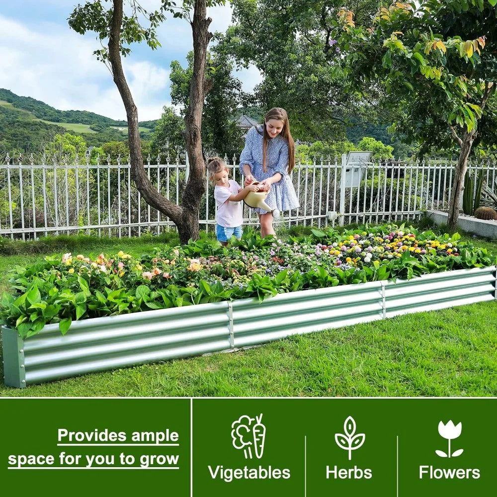 Land Guard 12×4×1ft Galvanized Raised Garden Bed Kit: Super Large Metal Planter for Vegetables