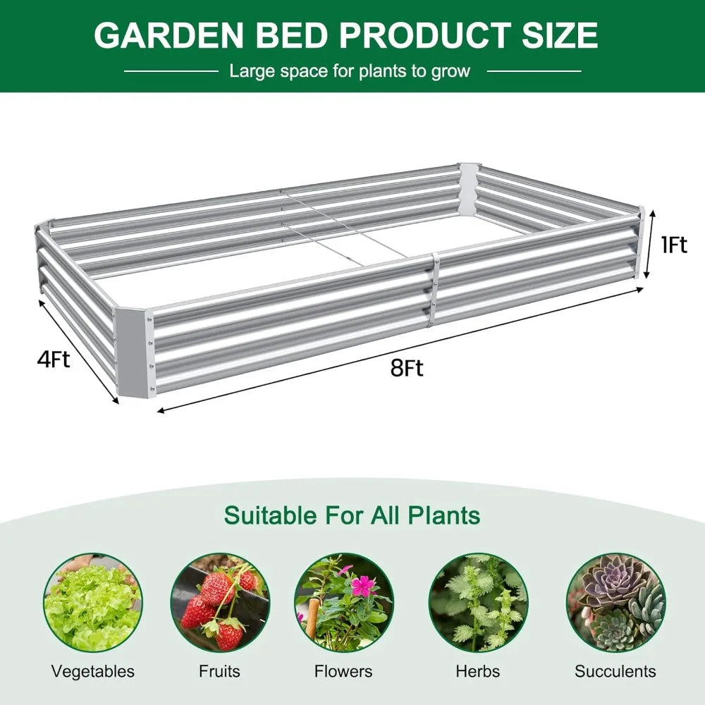 Land Guard 12×4×1ft Galvanized Raised Garden Bed Kit: Super Large Metal Planter for Vegetables