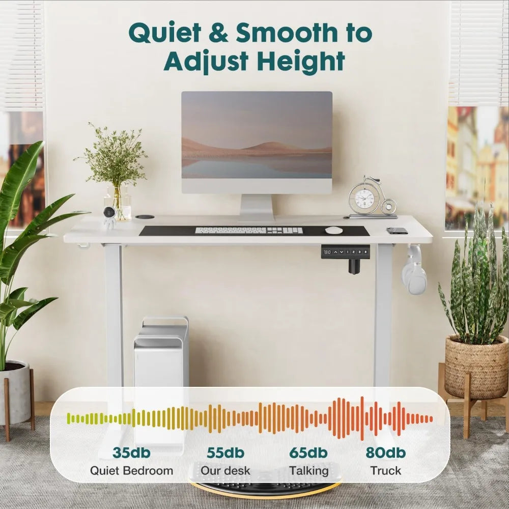 48x24" Standing Desk: Electric Adjustable Height Sit Stand Computer Table, Ergonomic Rise