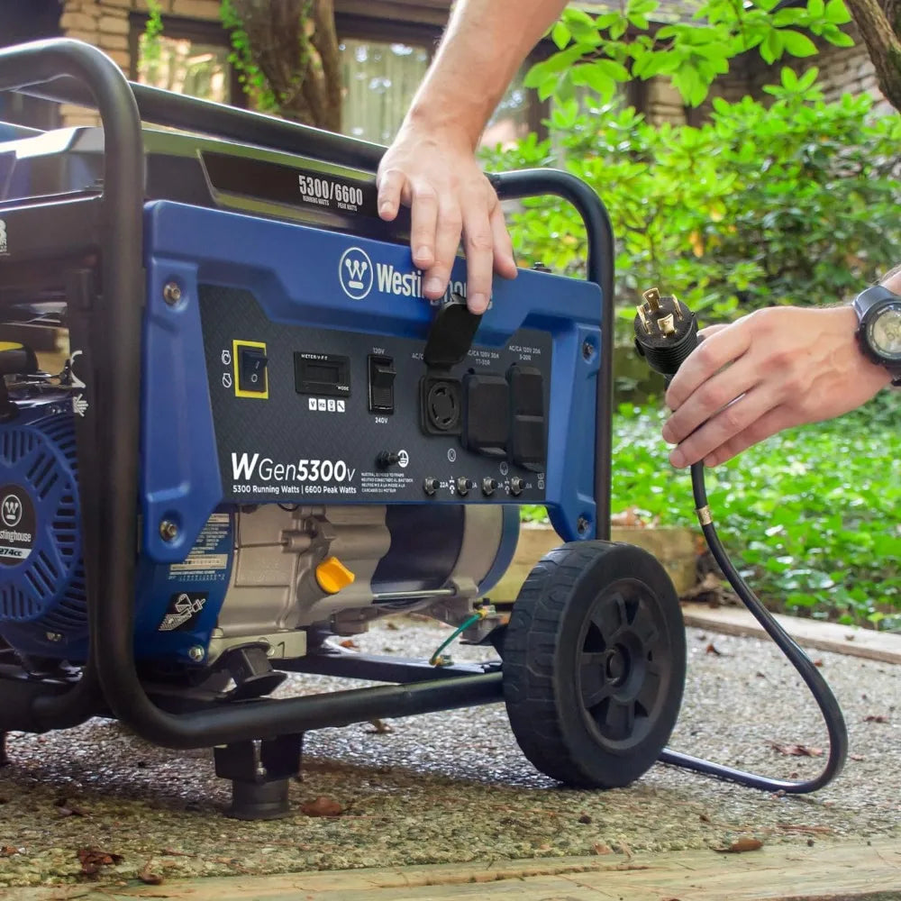 6600 Peak Watt Home Backup Portable Generator, Transfer Switch Ready 30A Outlet, RV Ready