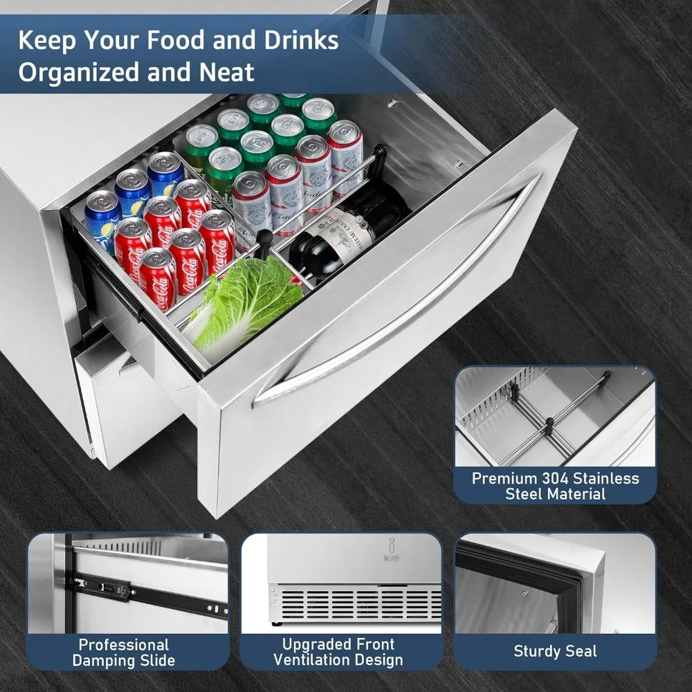 Outdoor Undercounter Refrigerator: Patio Wine & Beverage Drawer Fridge