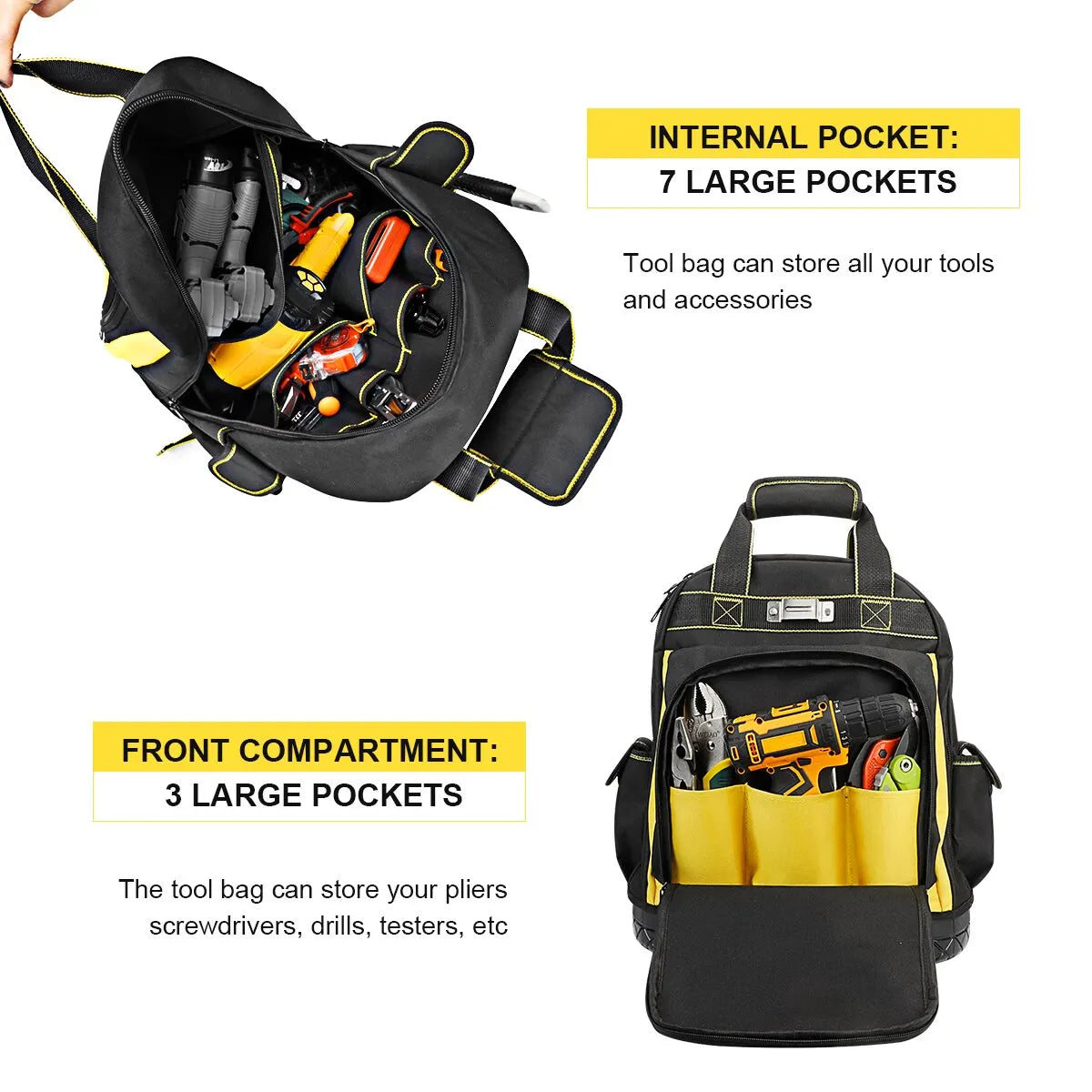 AIRAJ Waterproof Tool Backpack Tool Bag Rubber Base Heavy Duty Tool Organizer