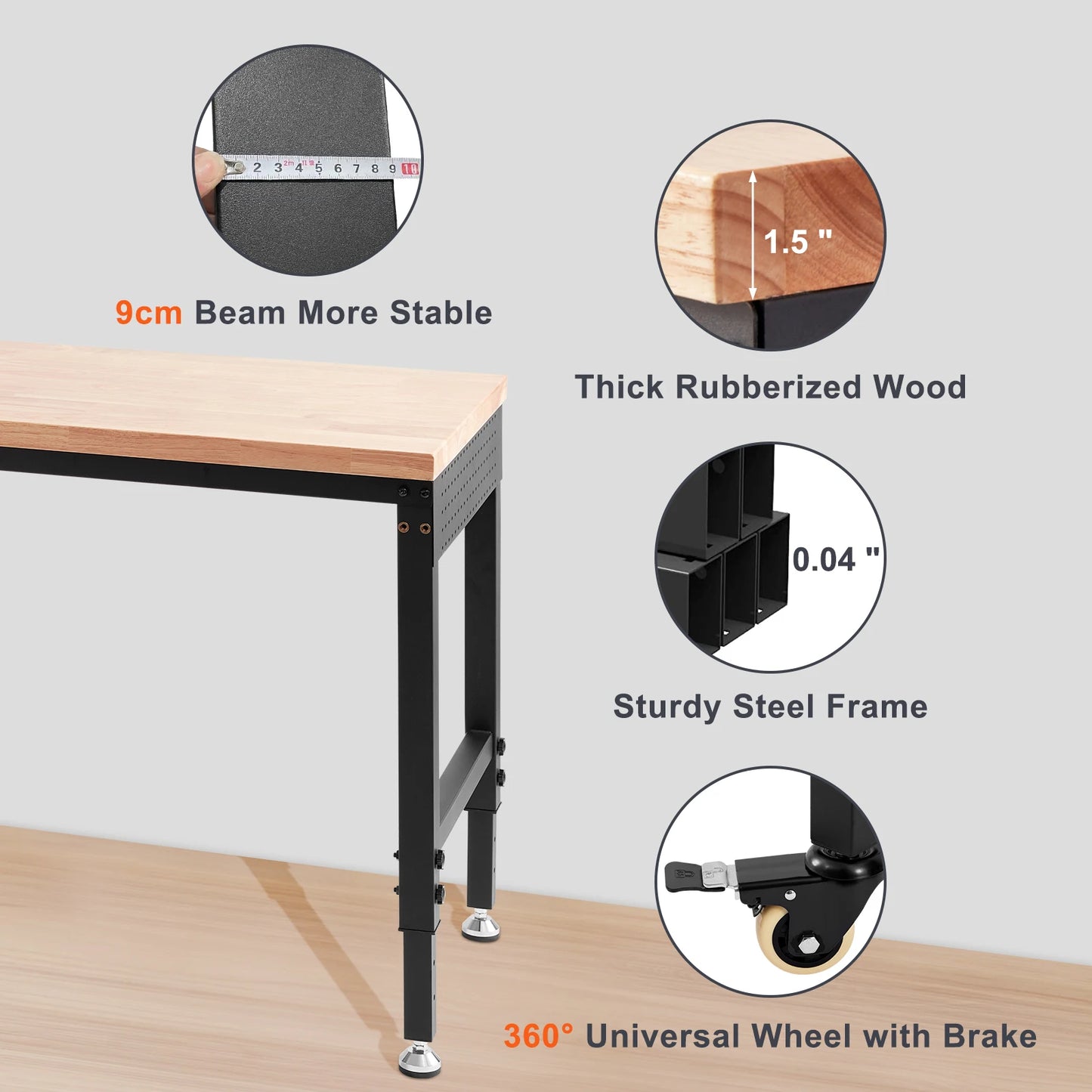 VEVOR Multifunctional Wood Work Bench Operation Saw Table with 10-Height Adjustable Holes Inverted - Link Logical Mall