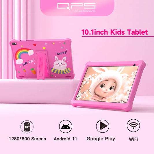 QPS 10 Inch Kids Tablets Android 11 1280*800 HD Ouad Core Wifi 2GB 32GB with Holder