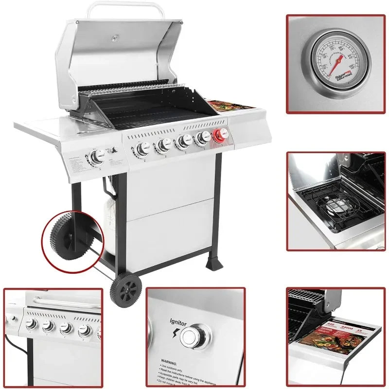 Royal Gourmet GA5401T 5-Burner BBQ Propane Grill with Sear Burner and Side Burner