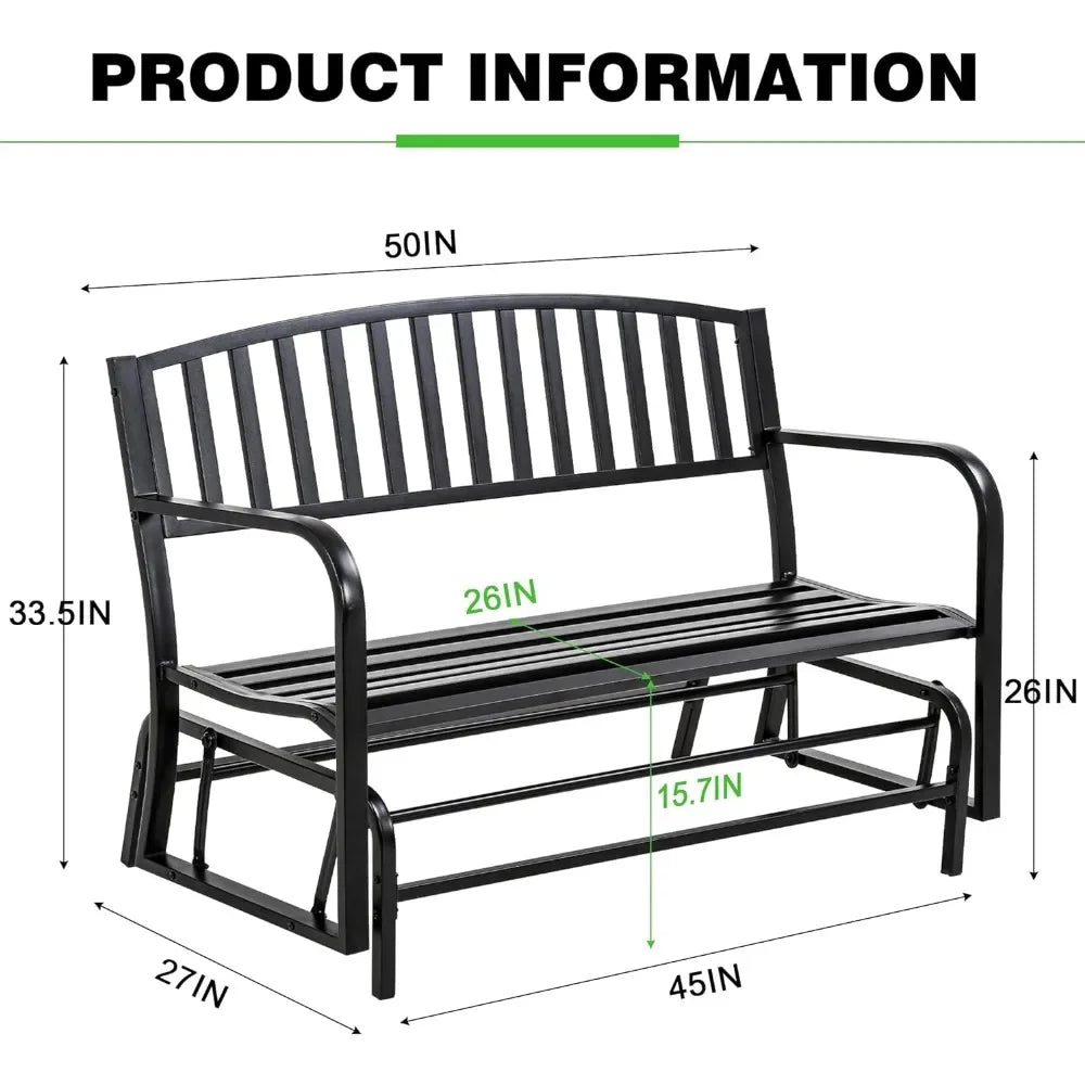 Metal Outdoor Glider Bench Waterproof Patio Glider