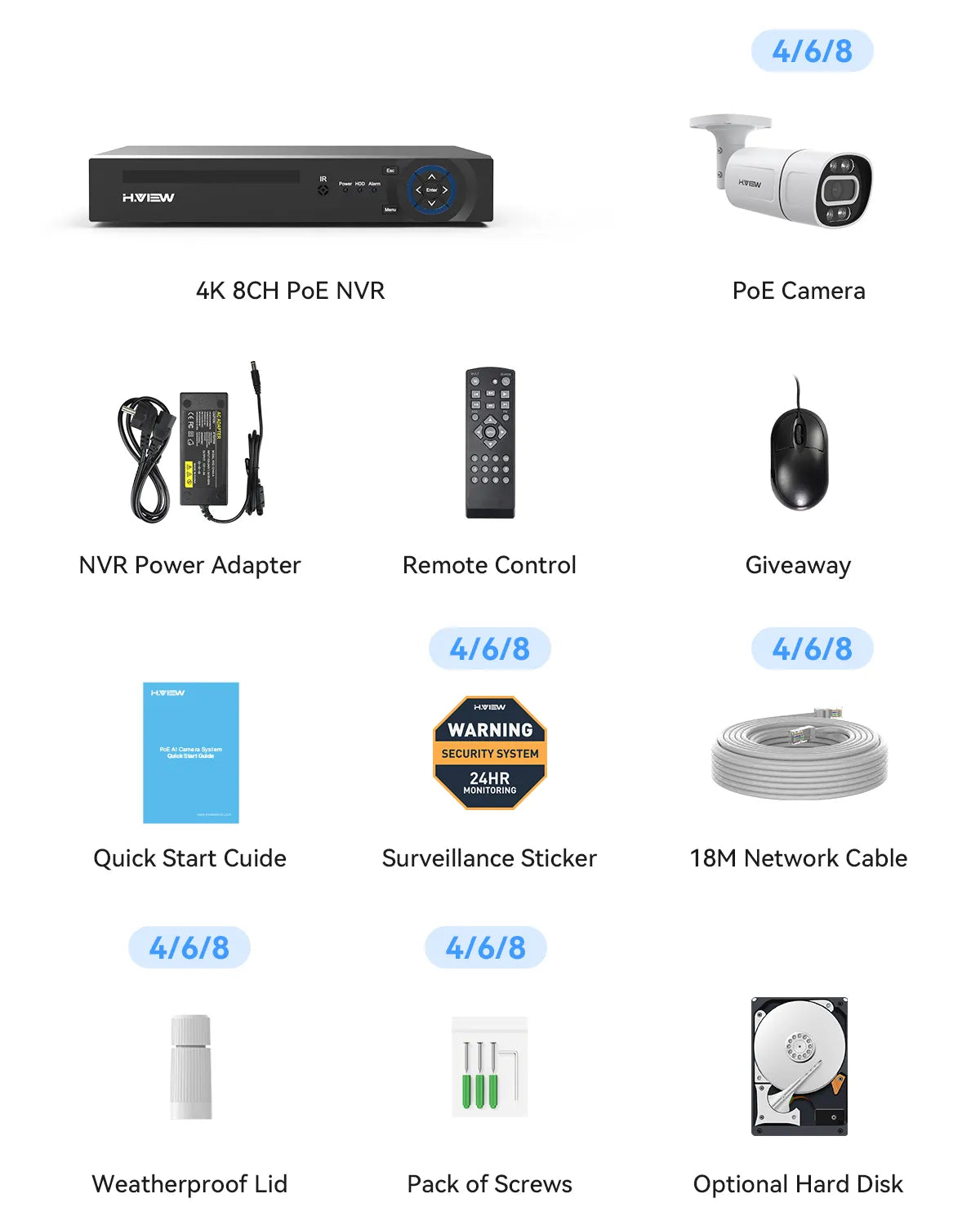 H.View 4K 5Mp 8Mp poe Cctv Security Camera  8Ch Nvr Audio Outdoor Ip Camera xmeye app - Link Logical Mall