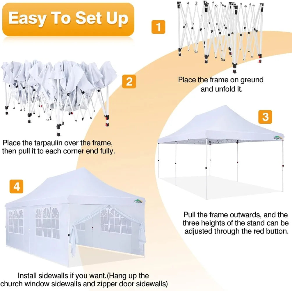 10x20 Pop-Up Canopy with 6 Removable Sidewalls - Ideal Outdoor Shelter for Parties, Weddings