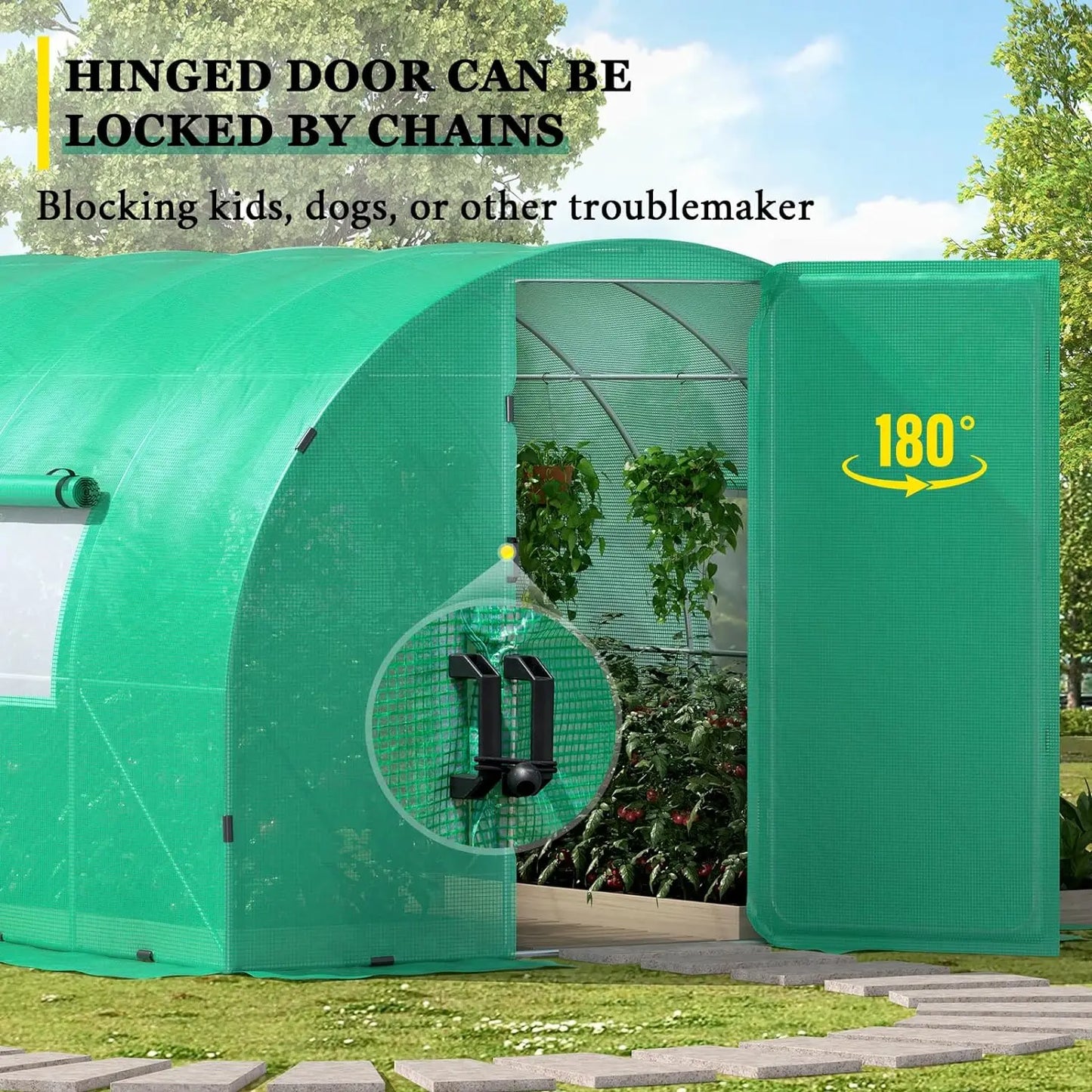 20/28x10x7.5 FT Extra high Large Walk-in Greenhouse, Swing Door, Heavy Duty Galvanized Steel Frame Tunnel