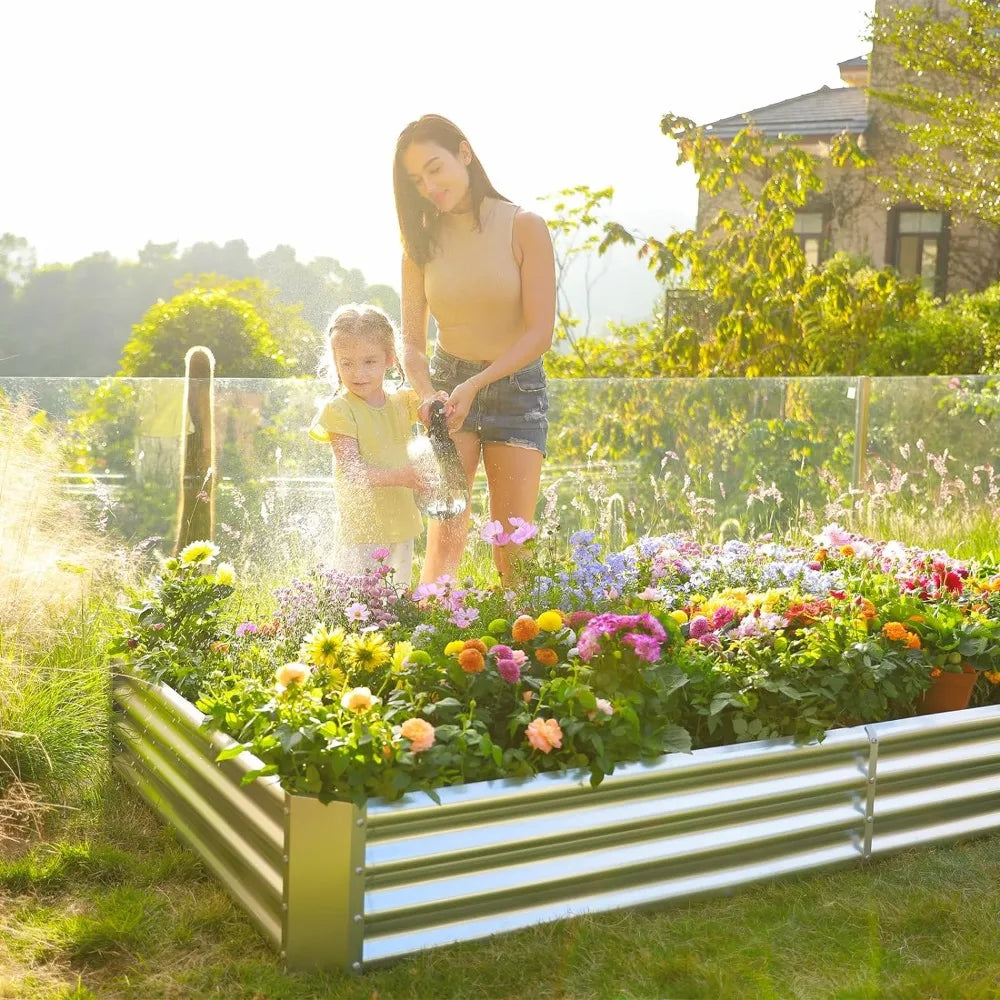 Land Guard 12×4×1ft Galvanized Raised Garden Bed Kit: Super Large Metal Planter for Vegetables