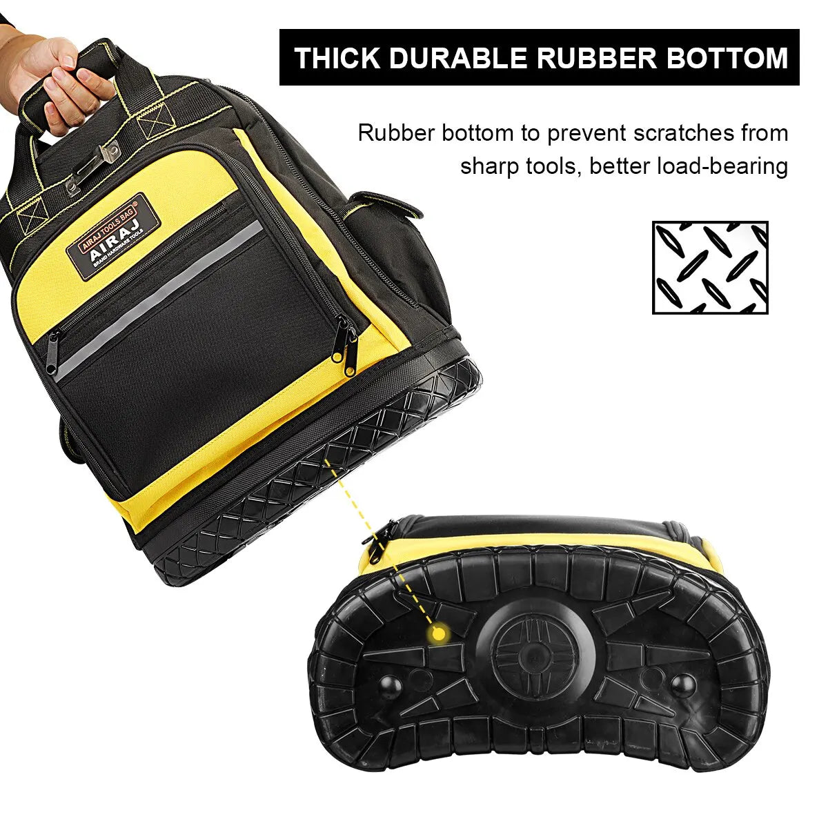 AIRAJ Waterproof Tool Backpack Tool Bag Rubber Base Heavy Duty Tool Organizer