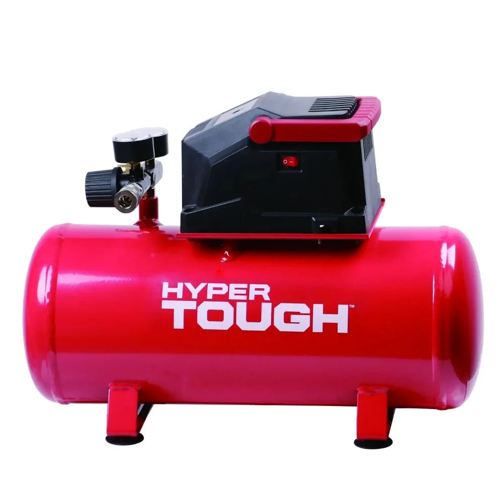 Hyper Tough 3 Gallon Oil Free Portable Air Compressor, 100PSI, Red