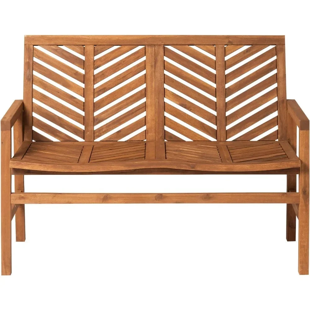 Outdoor Patio Wood Chevron Loveseat Chair All Weather Backyard Conversation