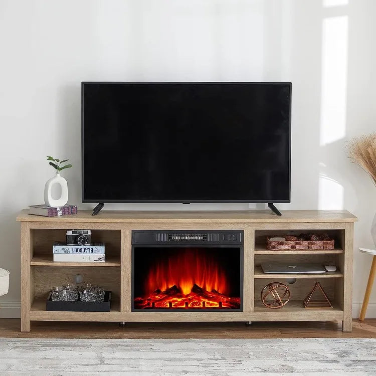 Rustic Charm: 23'' Electric Fireplace TV Stand - Farmhouse Wood Entertainment Center