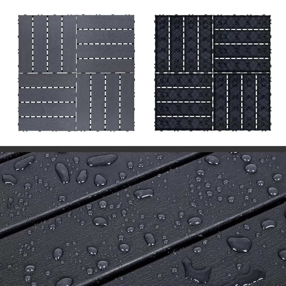 45 Sq.Ft Plastic Interlocking Deck Tiles 12” X 12“ Waterproof