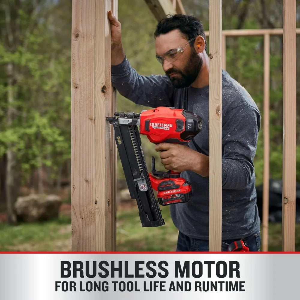 Effortless Precision: CRAFTSMAN V20 Cordless Framing Nailer - 21°, Up to 3-1/4" Nails (Bare Tool)