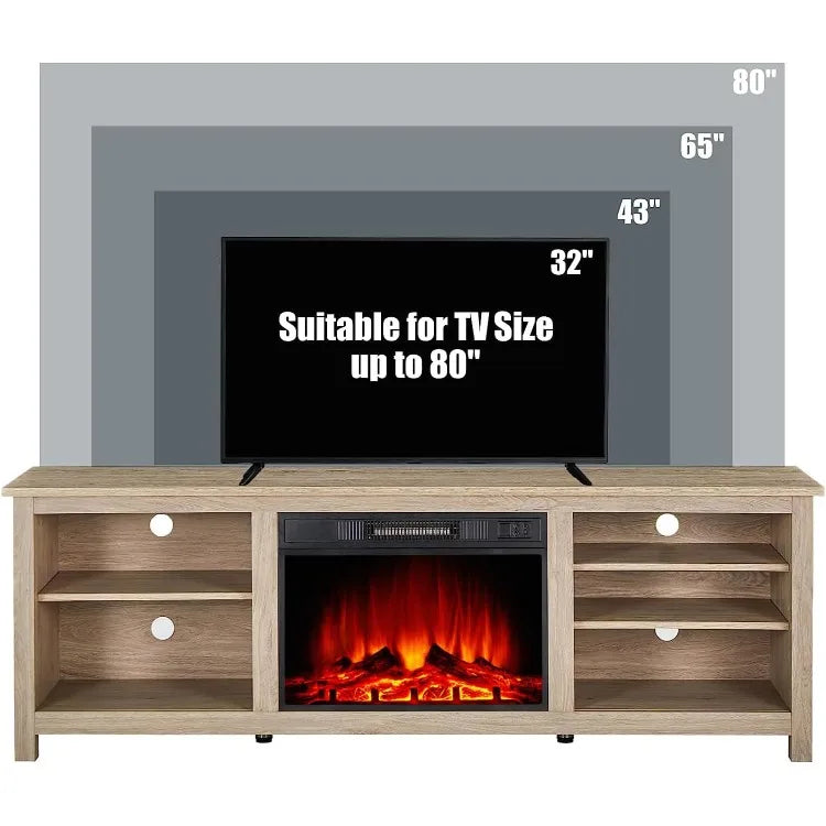 Rustic Charm: 23'' Electric Fireplace TV Stand - Farmhouse Wood Entertainment Center