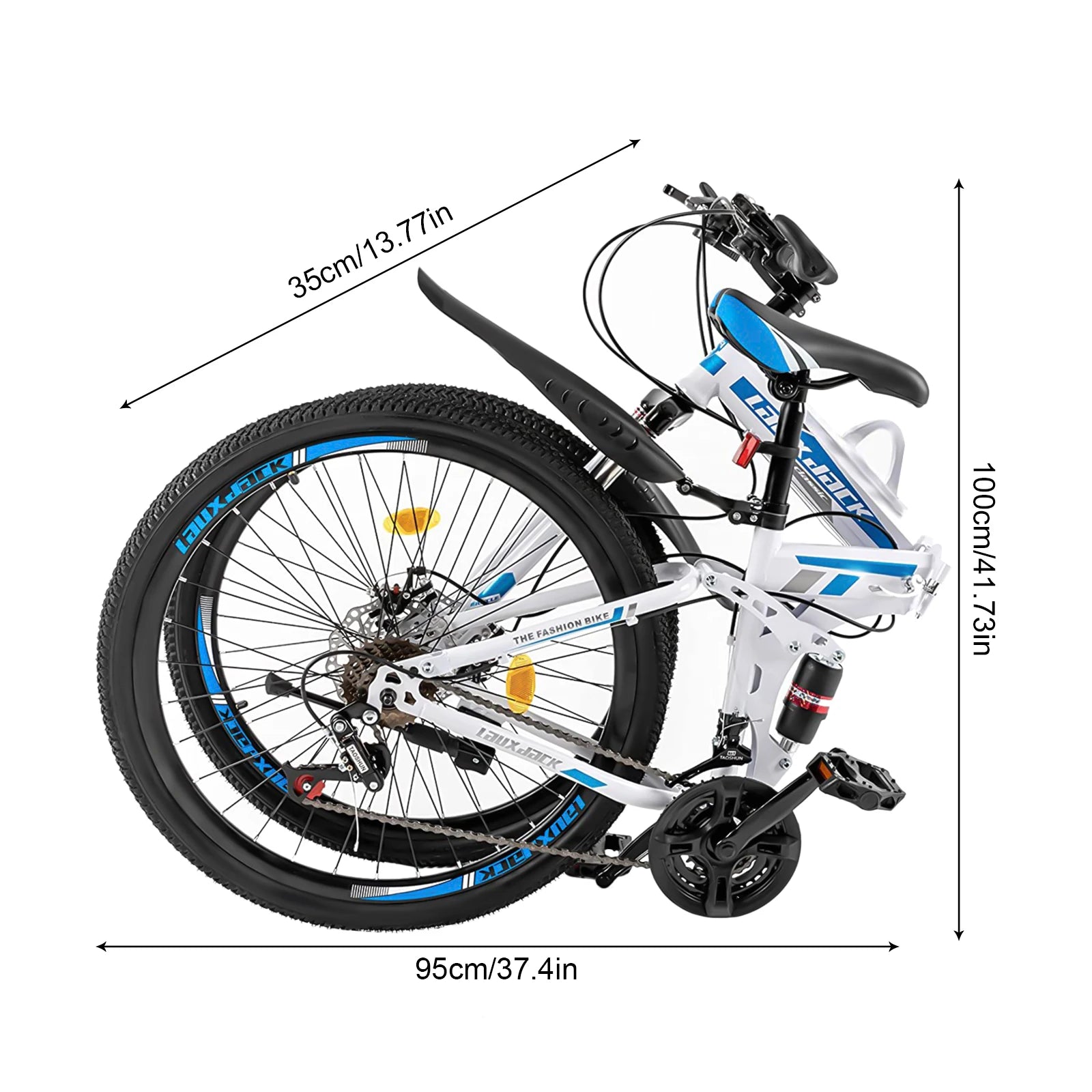 26" Folding Mountain Bike with Dual Disc Brake Men Women Bikes 21-Speed - Link Logical Mall