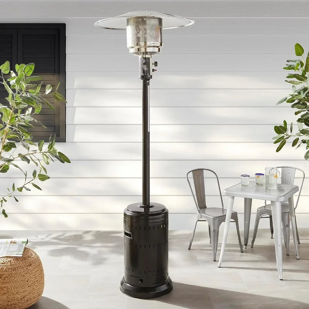 Slate Gray Outdoor Propane Patio Heater: 46,000 BTU Commercial & Residential Heating with Wheels