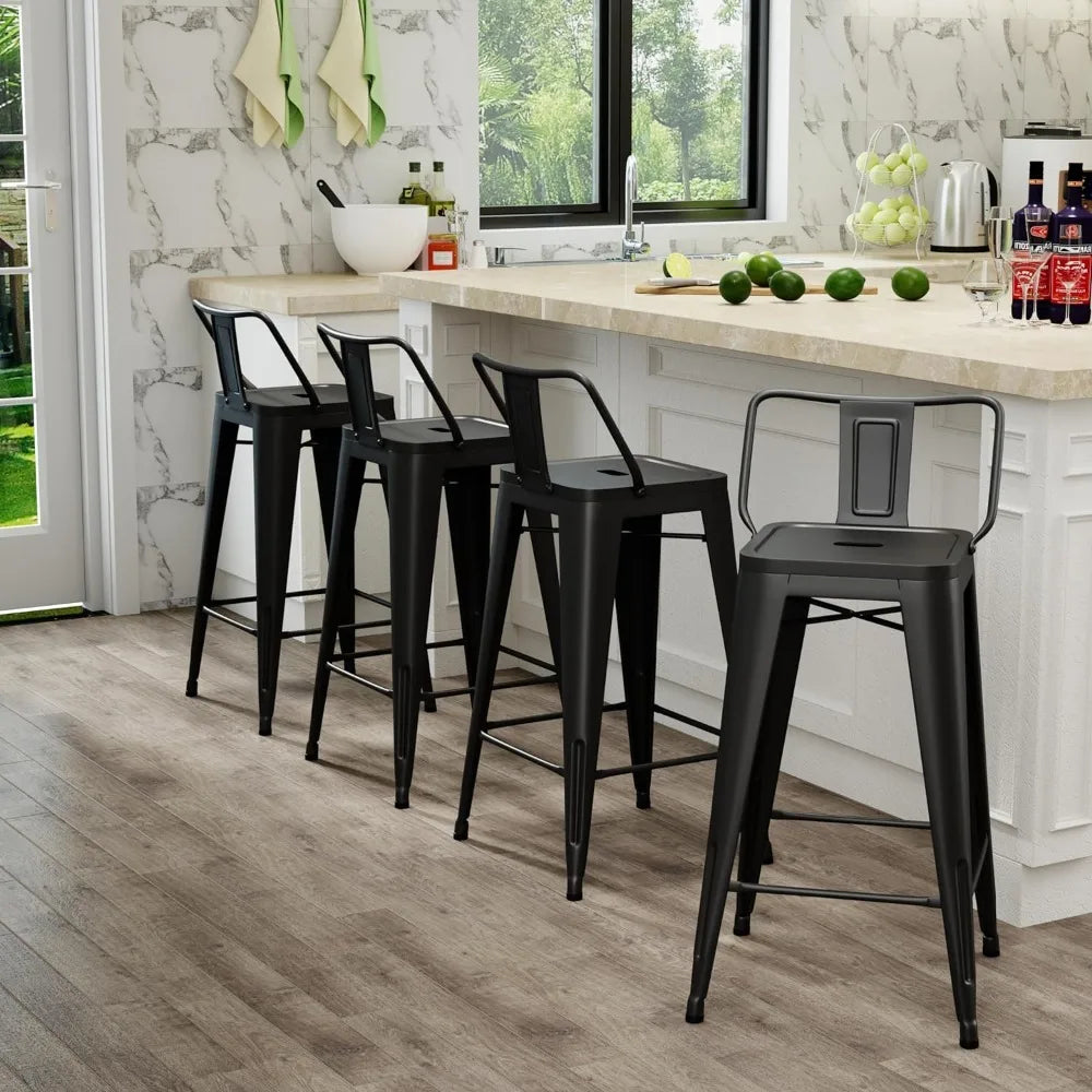 Bar Stools Set of 4, Counter Height w/ Back, 24inch Kitchen Island Stools