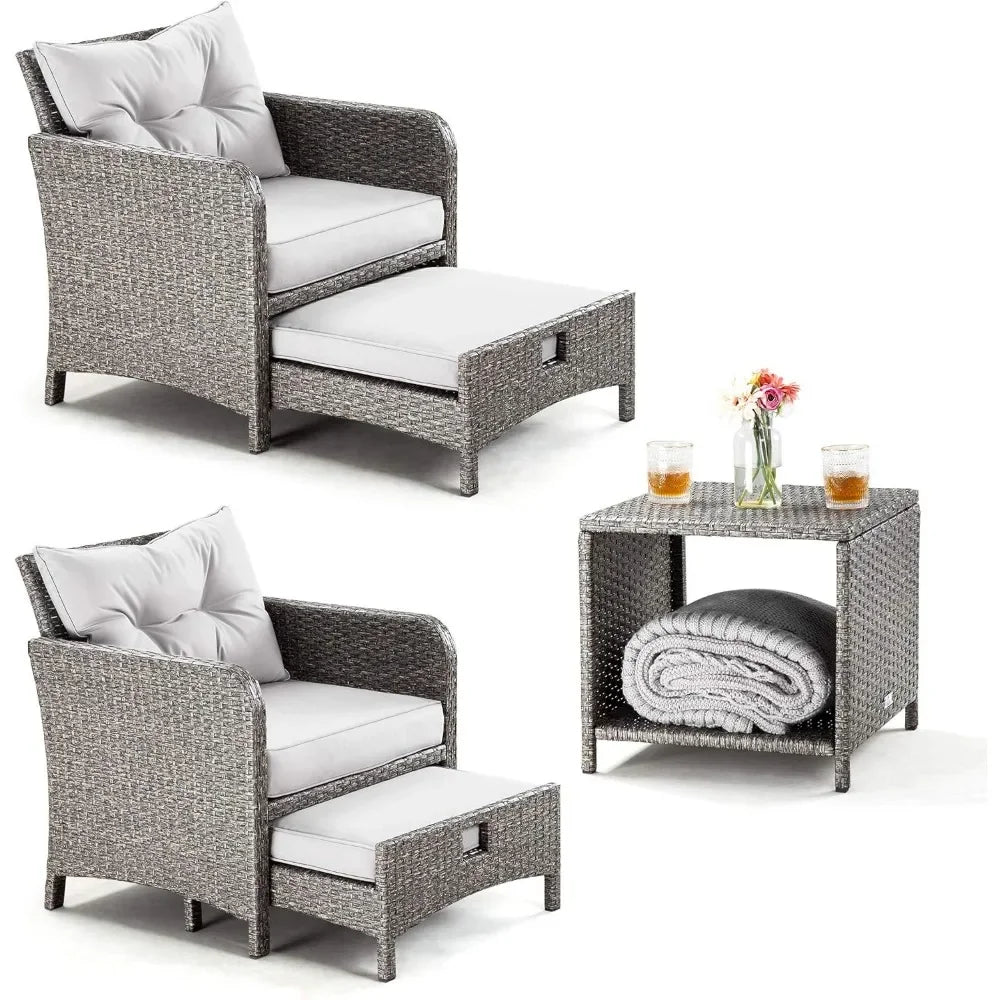 5 Pieces Outdoor Patio Wicker Chairs Set With Table Chair - Link Logical Mall