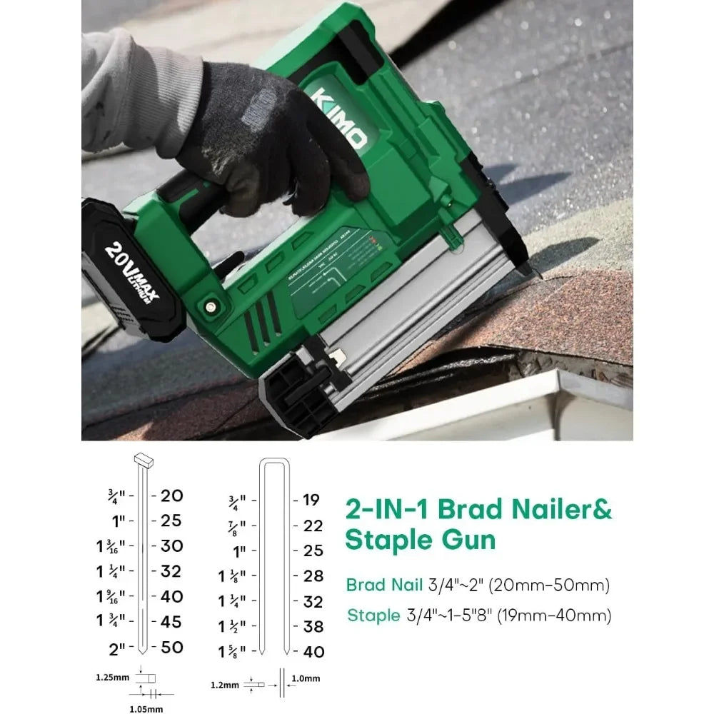 18 Gauge Nail Gun Battery Powered w/ 2 X 2.0 Battery & Charger, 2 in 1 Cordless Brad Nailer