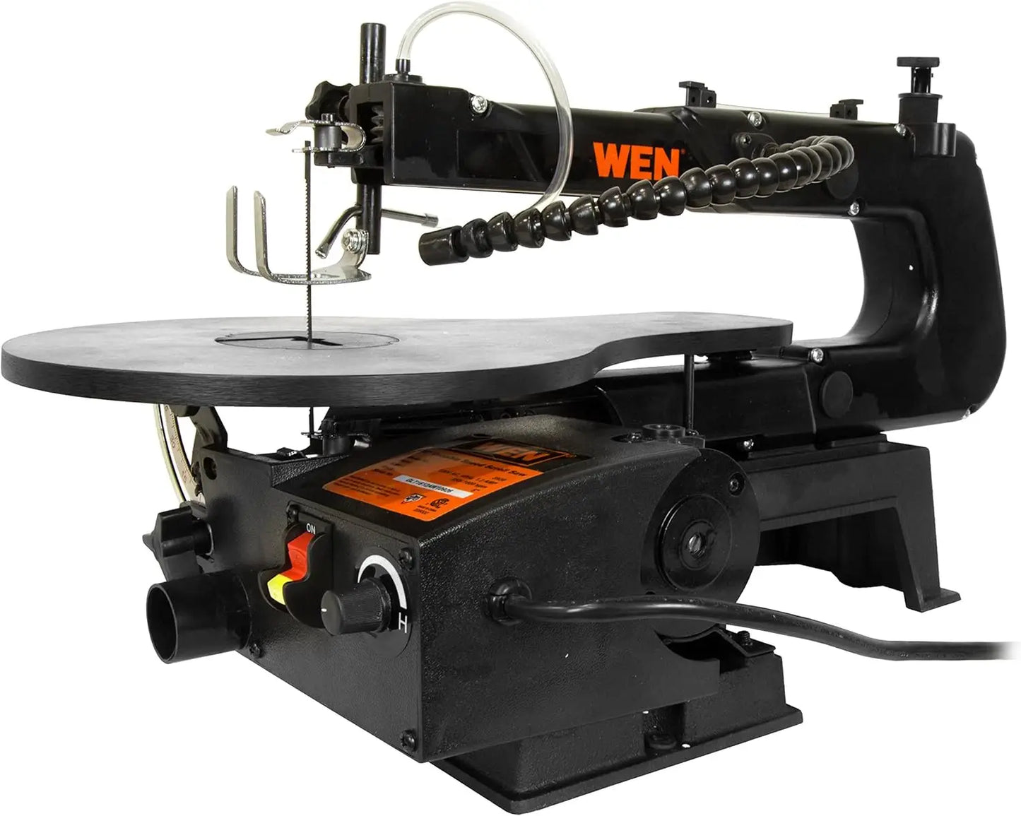 2.3-Amp 8-Inch 5-Speed Cast Iron Benchtop Drill Press Black Orange and a 2-inch spindle travel