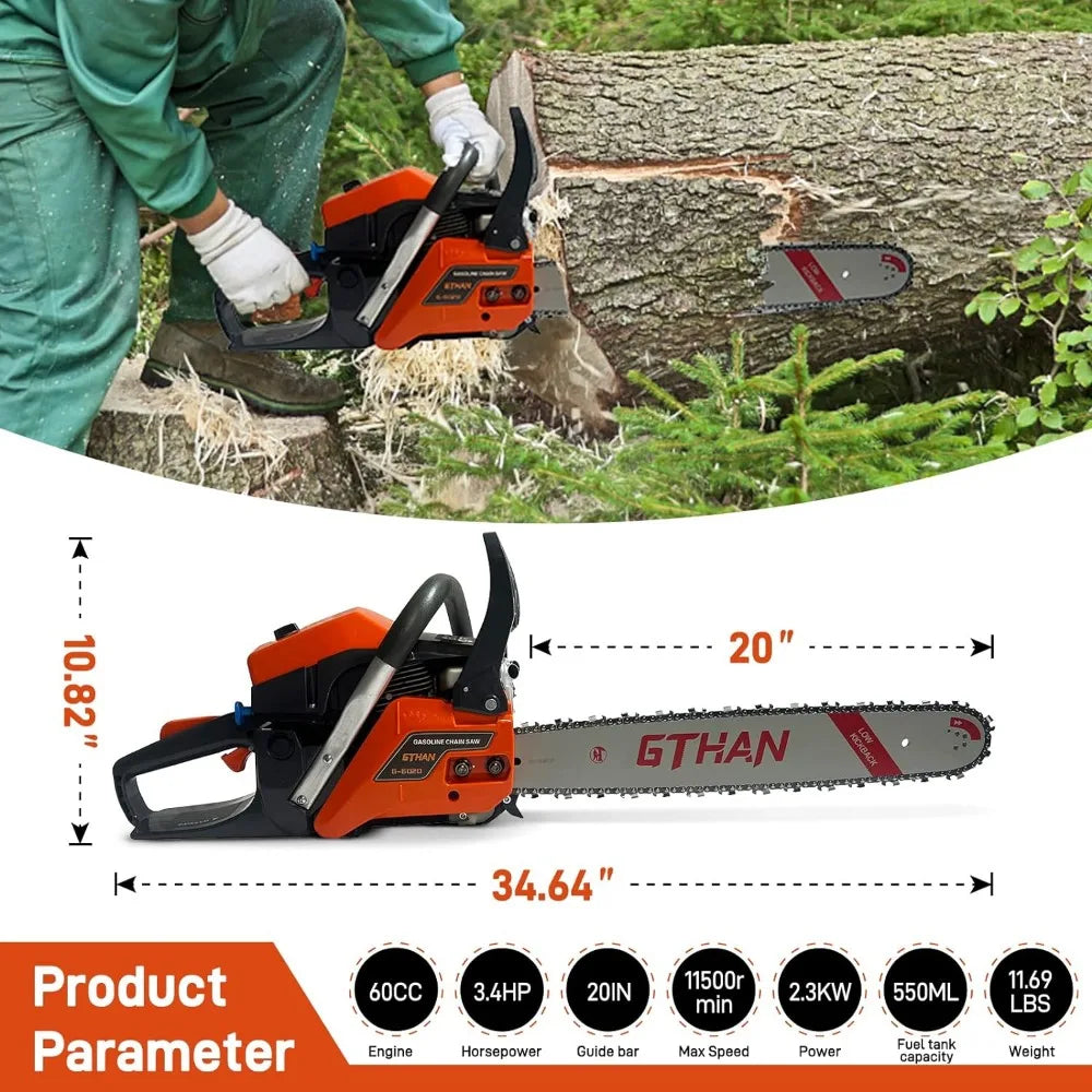 Gas Chainsaw 60cc 2-Cycle 20-Inch - Link Logical Mall