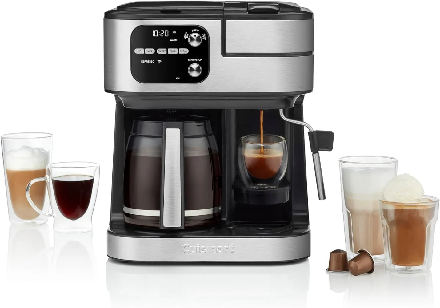 Cuisinart Coffee Maker Barista System, Coffee Center 4-In-1 Coffee Machine, Single-Serve Coffee, Espresso & Nespresso Capsule