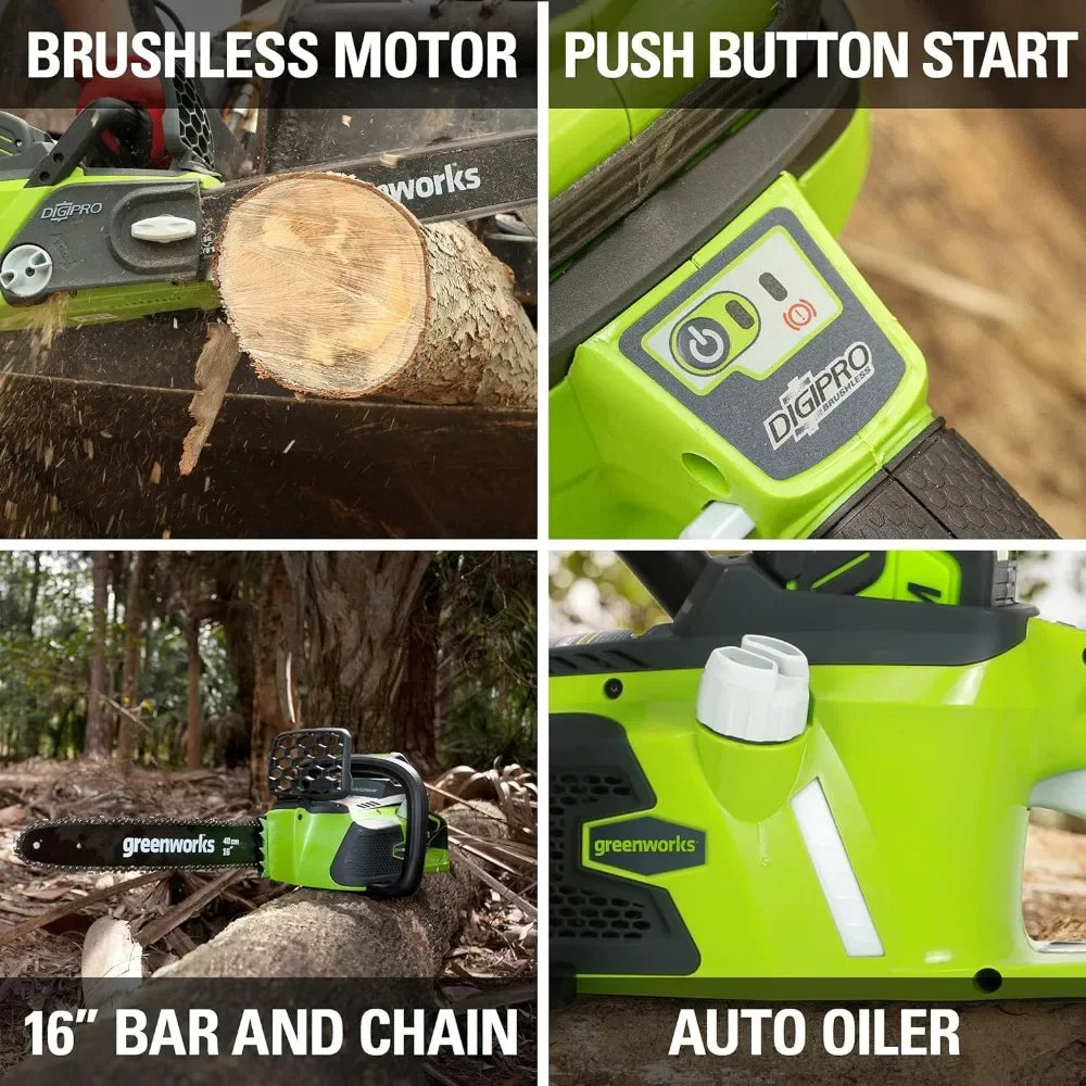 40V 16" Brushless Cordless Chainsaw: Battery Compatible with 75+ Tools