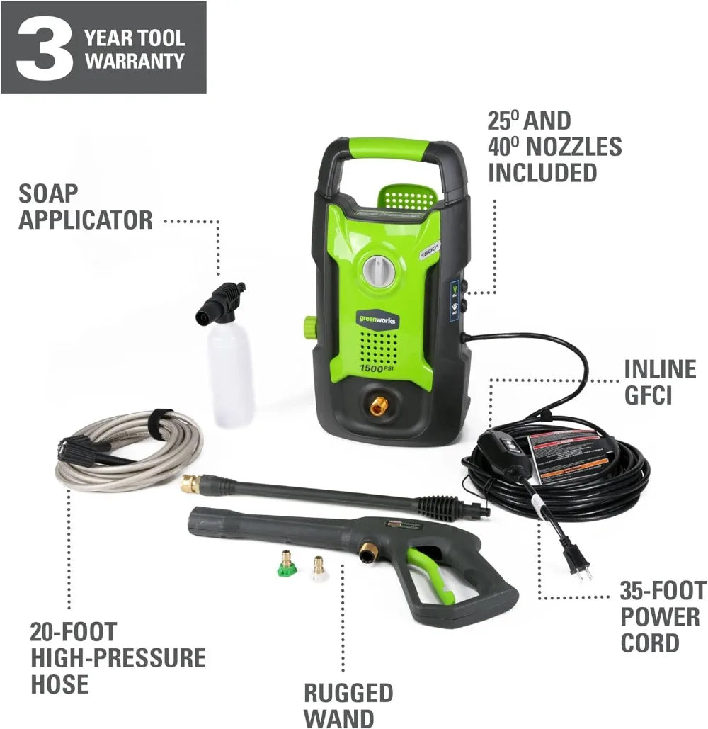 Greenworks 1500 PSI 1.2 GPM Pressure Washer (Upright Hand-Carry) PWMA Certified - Link Logical Mall